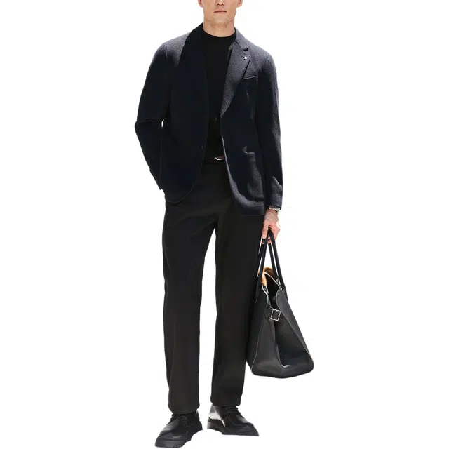 丹宁哲学 羊绒羊毛混纺秋冬纯色长袖平驳领标准便服单西西装 男款