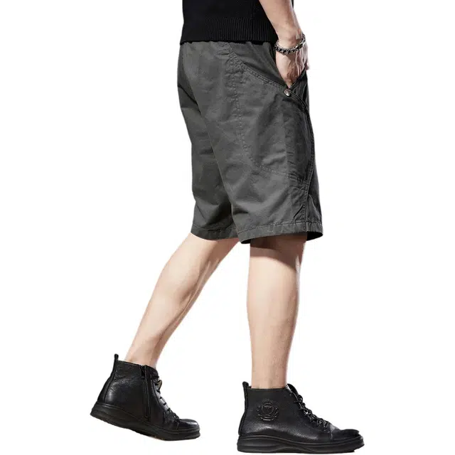 贵色 夏季 高街水洗美式宽松做旧纯色舒适透气潮牌五分裤百搭工装短裤 男女同款 基础色（黑灰白等）