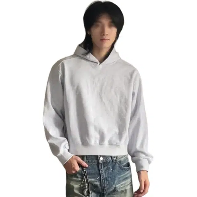 单爵 简约百搭基础连帽上衣男秋季季重磅抗皱短宽卫衣 男女同款