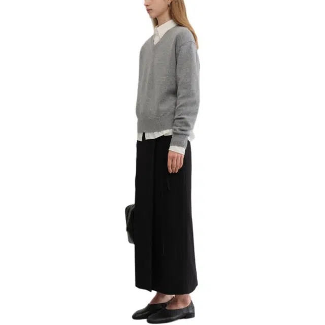 Dunst UNISEX CASHMERE V-NECK SWEATER MELANGE GREY V