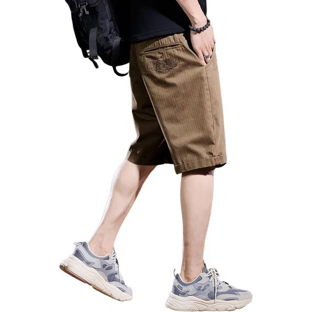 贵色 美式复古通勤百搭废土风宽松透气吸汗纯棉质感休闲五分工装短裤 男女同款 卡其色