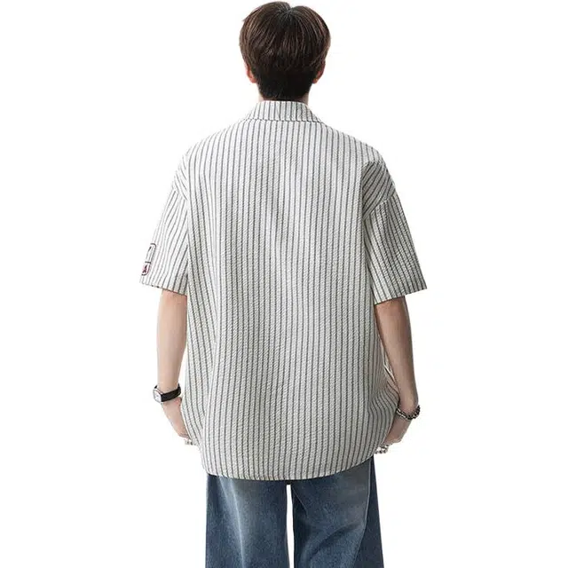 加荣 简约潮流百搭翻领短袖衬衫 男女同款