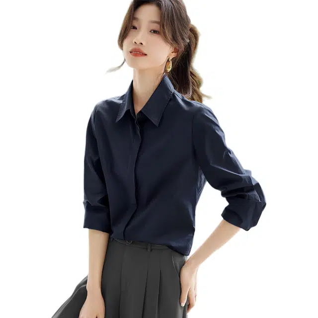 沫晗依美 挺括轻职场透气长袖衬衫 女款