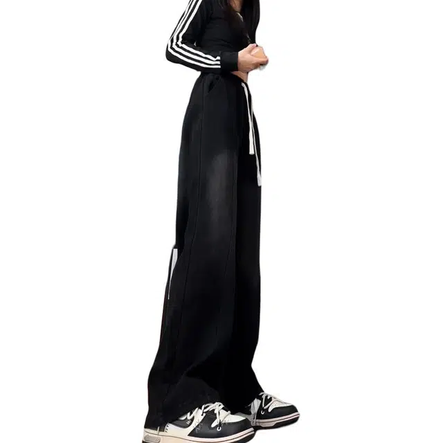 左岸 美式复古条纹装饰简约宽松百搭休闲高级感痞帅潮流日常通勤户外活动小众学院风潮牌牛仔裤 男女同款