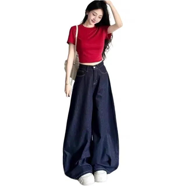 小菊川栗 舒适时尚短上衣宽松百搭简约长裤休闲套装 女款