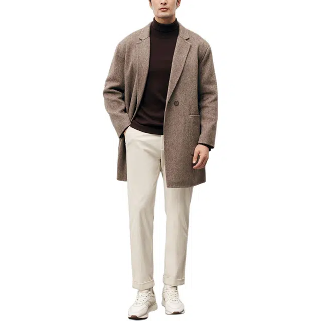 丹宁哲学 高端牦牛绒羊毛纯色西装领大衣 男款