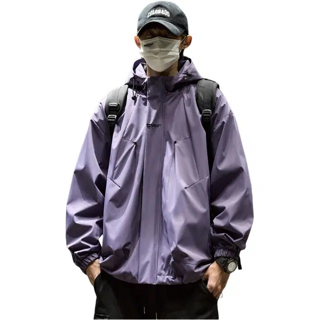 邦固依品 外套男春秋美式连帽宽松机能工装冲.锋衣户外情侣潮牌夹克棉服 男款