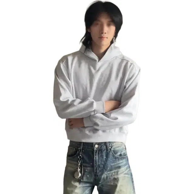 单爵 简约百搭基础连帽上衣男秋季季重磅抗皱短宽卫衣 男女同款