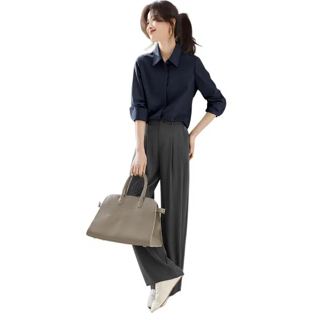 沫晗依美 挺括轻职场透气长袖衬衫 女款