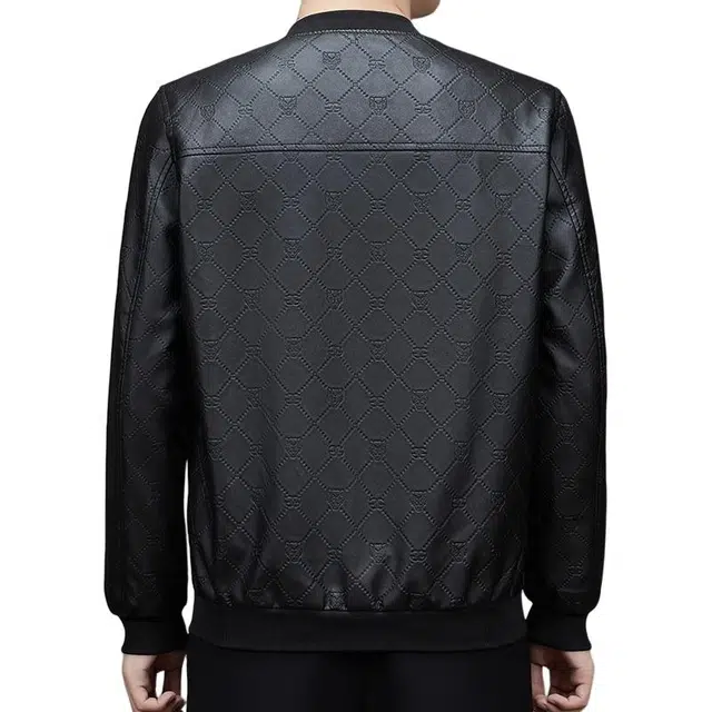 卡丹狄诺 男士皮夹克秋冬季经典棒球领时尚有型机车外套男休闲薄款中年虎头单皮衣 男女同款