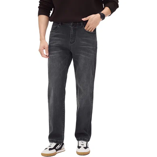 丹宁哲学 【经典永恒】洗水手擦猫须 秋冬舒适弹力直筒牛仔裤 男款