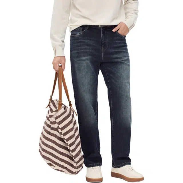 丹宁哲学 蓝色多瑙河 百搭手擦猫须洗水牛仔裤 男款