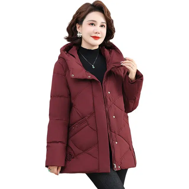 雅鹿 时尚百搭纯色拉链连帽长袖羽绒服 女款