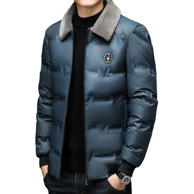 卡丹狄诺 冬季保暖带毛领棉衣男中年加厚舒适棉袄外套男翻领秋冬棉服 男款