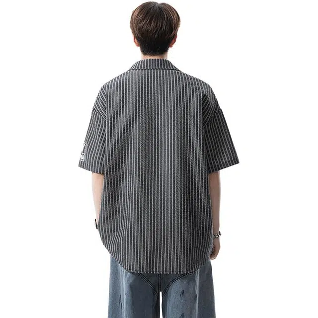 加荣 简约潮流百搭翻领短袖衬衫 男女同款