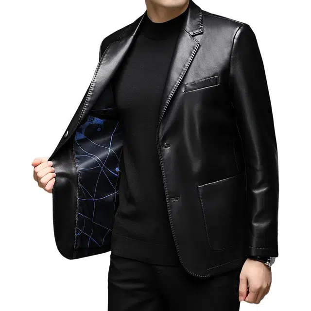 太子龍 休闲纯色百搭皮衣 男款