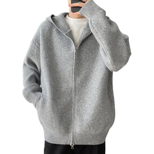 拓菲 日系潮流慵懒风开衫上衣男士秋冬季保暖外套毛线衣服针织衫 男女同款