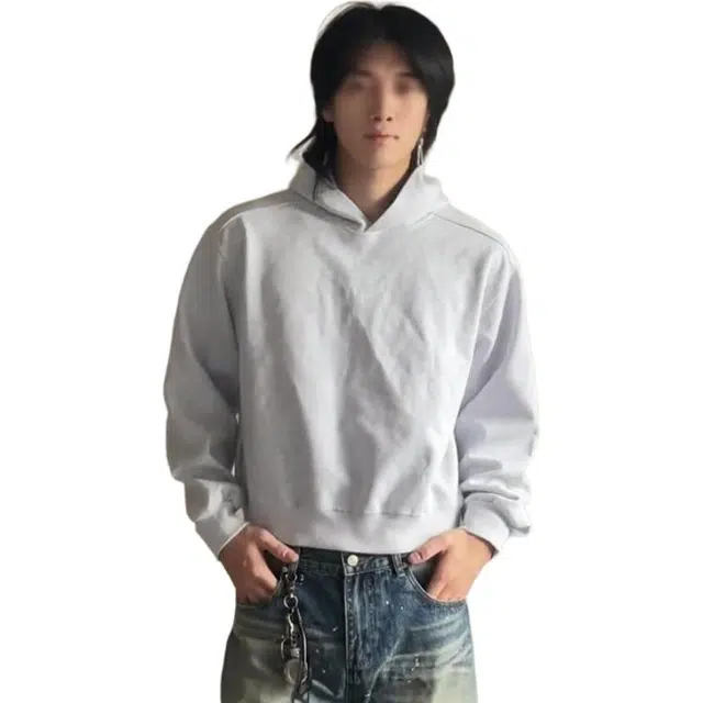 单爵 简约百搭基础连帽上衣男秋季季重磅抗皱短宽卫衣 男女同款