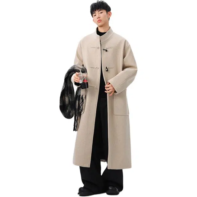 佐菲利 美式高级感西装领毛呢韩版中长款呢子外套氛围感情侣大衣 男女同款