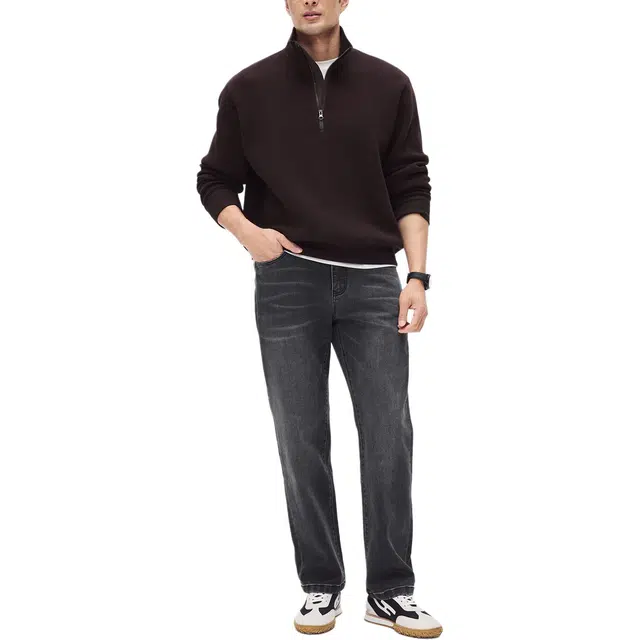 丹宁哲学 【经典永恒】洗水手擦猫须 秋冬舒适弹力直筒牛仔裤 男款