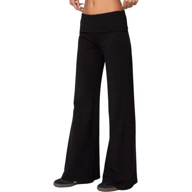 edikted Wide Leg Fold Over Pants