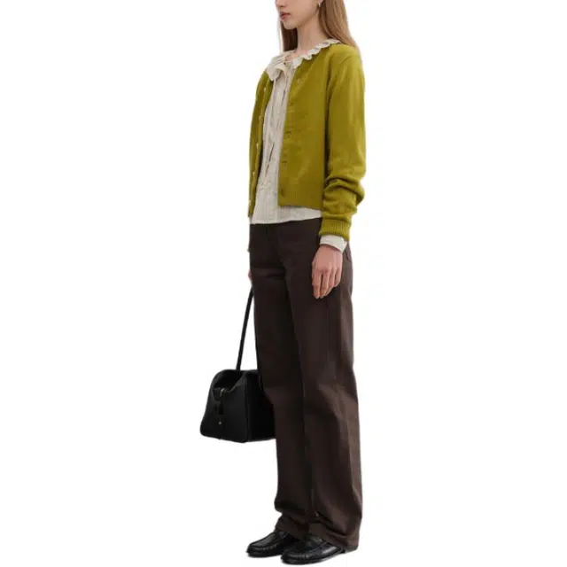 Dunst UNISEX CREWNECK KNIT CARDIGAN OLIVE KHAKI