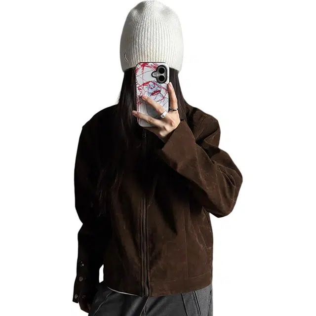 单爵 美式复古绒皮哈灵顿立领外套男款秋季高级感夹克 男女同款