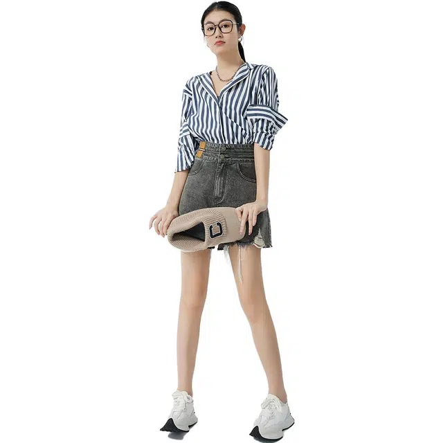 美洋 时尚休闲高腰牛仔短裤 女款