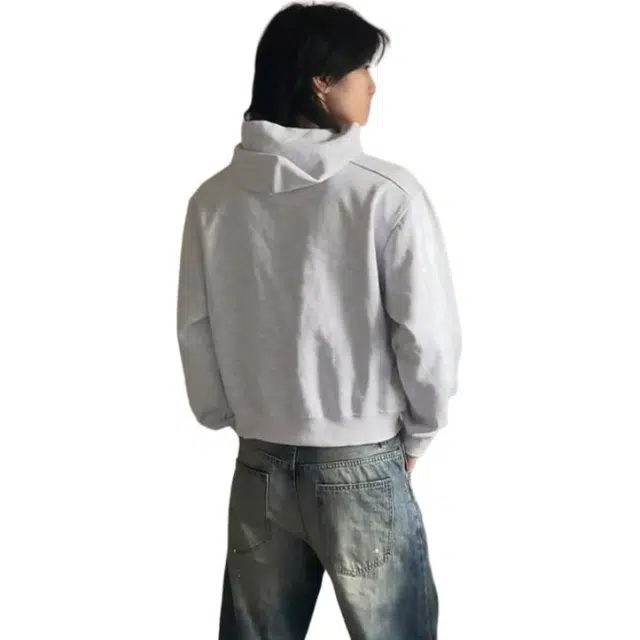 单爵 简约百搭基础连帽上衣男秋季季重磅抗皱短宽卫衣 男女同款