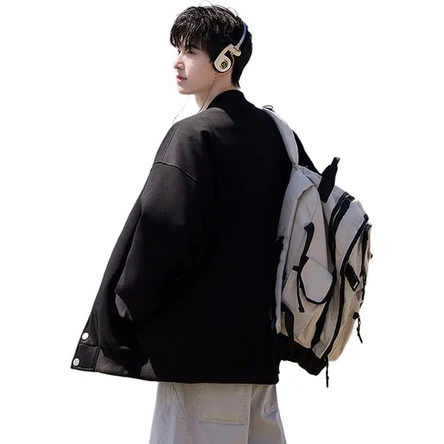 佐菲利 美式棒球领运动高街潮牌纽扣百搭基础款休闲外套卫衣 男女同款