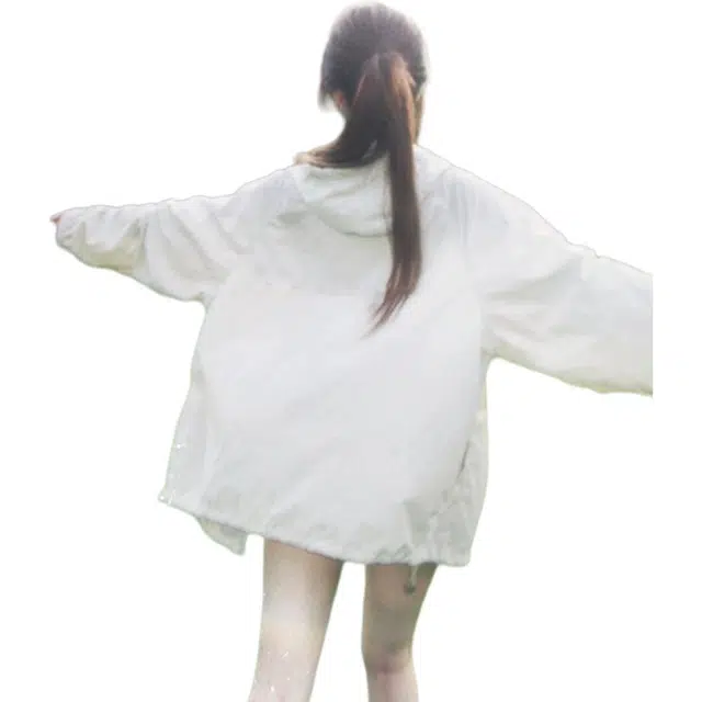 水中花 防晒宽松百搭防紫外线薄款户外截短外套 女款 浅灰色