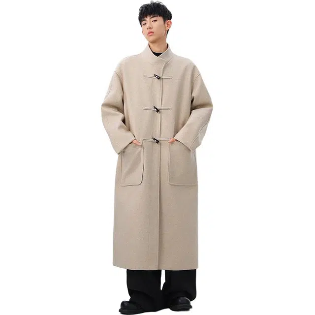 佐菲利 美式高级感西装领毛呢韩版中长款呢子外套氛围感情侣大衣 男女同款