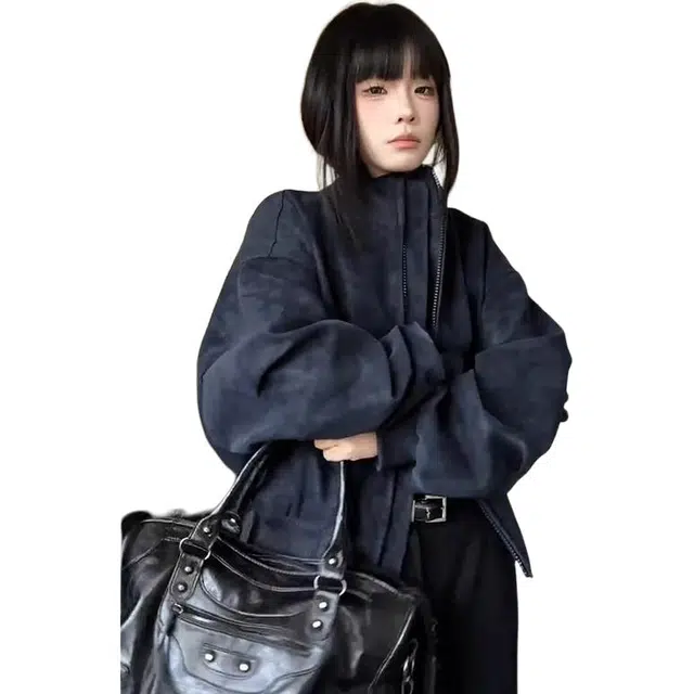 单爵 美式扎染机车皮衣外套男款教练飞行员短款立领夹克 男女同款