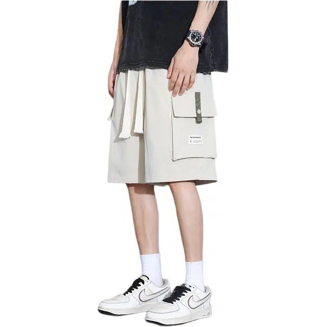 法文箱子 工装夏季宽松大码青少年速干五分时尚轻松简约休闲短裤 男款