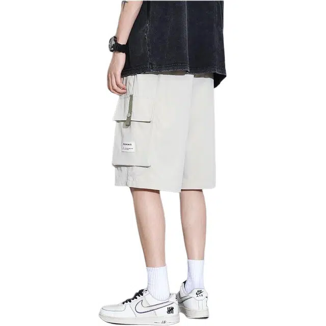 法文箱子 工装夏季宽松大码青少年速干五分时尚轻松简约休闲短裤 男款