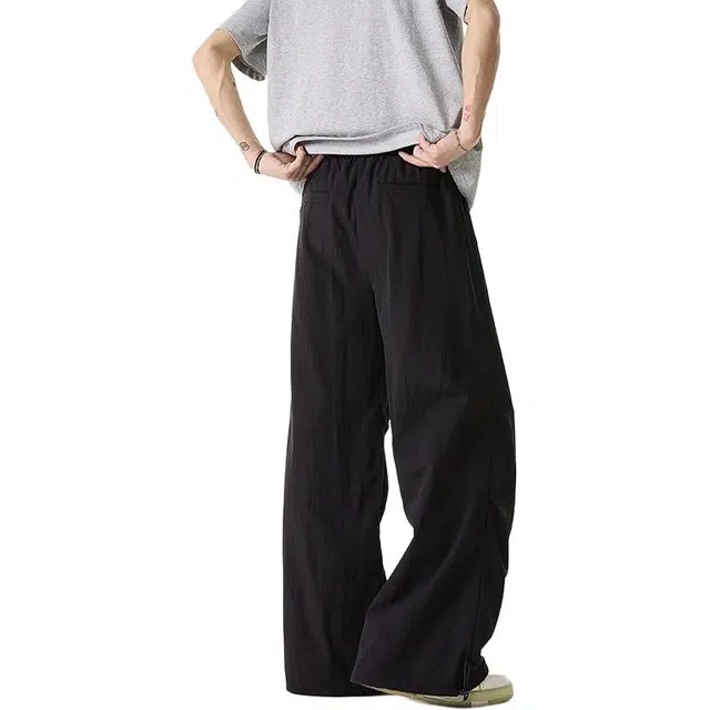 单爵 褶皱美式复古时尚潮流百搭简约设计感休闲裤 男女同款