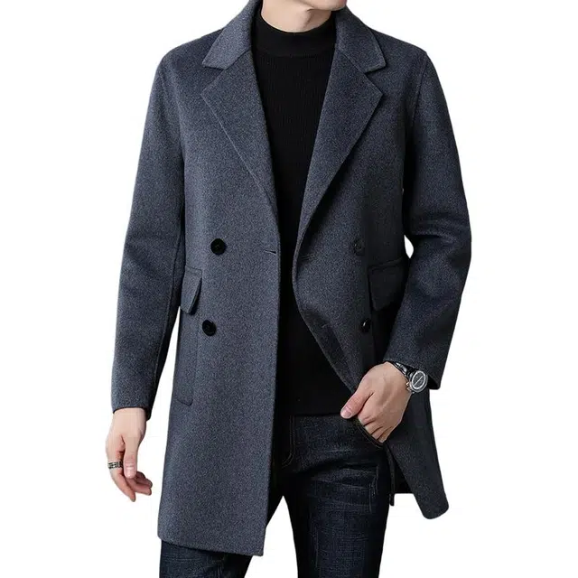 太子龍 爸爸装羊毛双面呢厚中长款保暖大衣 男款