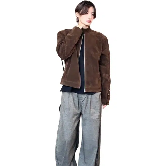 单爵 美拉德绒皮外套巴恩风短款哈灵顿立领夹克 男女同款