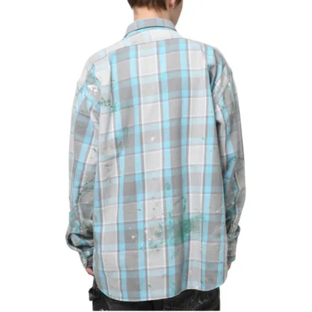 bowwow FW25 PAINTER'S PAINT STAINED FLANNEL SHIRT