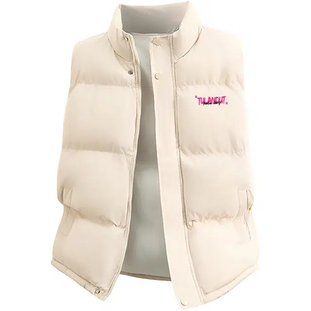 图兰朵 美式高街潮流复古简约字母印花休闲运动宽松百搭外穿舒适加厚保暖无袖坎肩立领外套棉马甲 男女同款