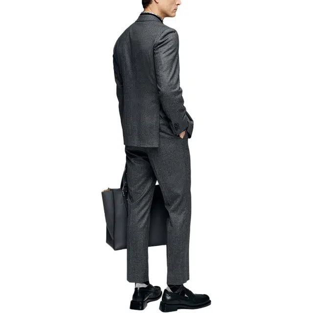 丹宁哲学 羊毛定制级半麻衬纯色长袖平驳领标准便服单西西装 男款