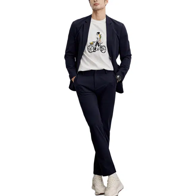 丹宁哲学 轻奢简约商务纯色长袖平驳领标准便服单西西装 男款