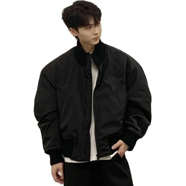 单爵 美式复古飞行员外套男秋冬穿搭短款廓形立领棒球棉衣棉服 男女同款