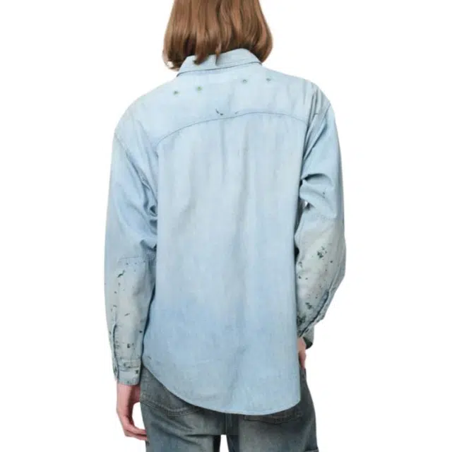 bowwow FW25 PAINT STAINED CHAMBRAY SHIRT VENT HOLES