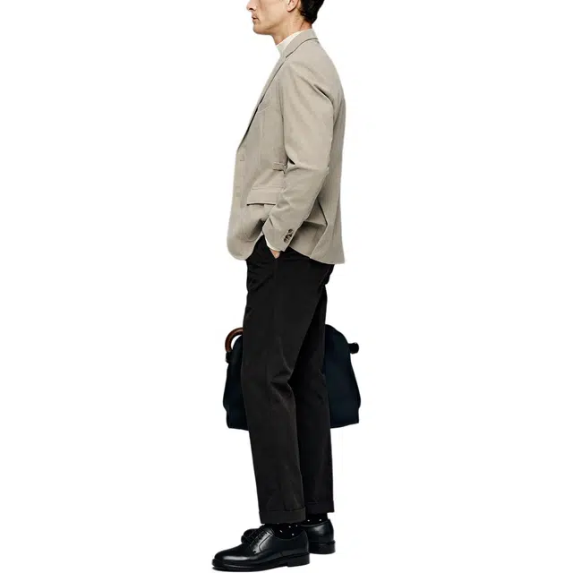 丹宁哲学 高档抗皱灯芯绒面料纯色长袖平驳领标准便服单西西装 男款