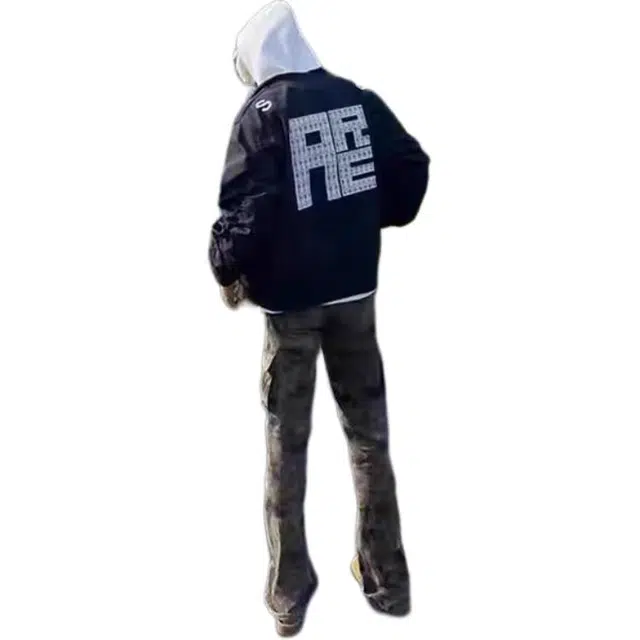 寻星记  美式复古高街重工刺绣字母百搭飞行员外套 融合潮流设计感与休闲风格棒球服 男女同款