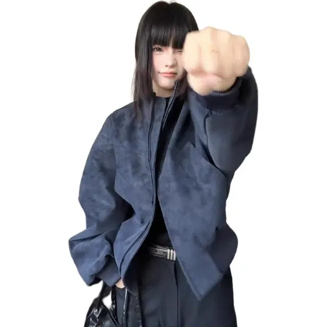 单爵 美式扎染机车皮衣外套男款教练飞行员短款立领夹克 男女同款