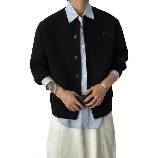 单爵 上衣开衫扣子男士秋冬慵懒高级感外套针织衫 男女同款