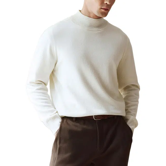 丹宁哲学 轻奢老钱 蓬松软糯厚实阿拉善羊绒针织衫 男款