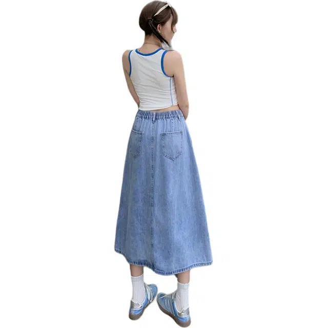 玫丝朵 高街风休闲百搭牛仔长裙 女款